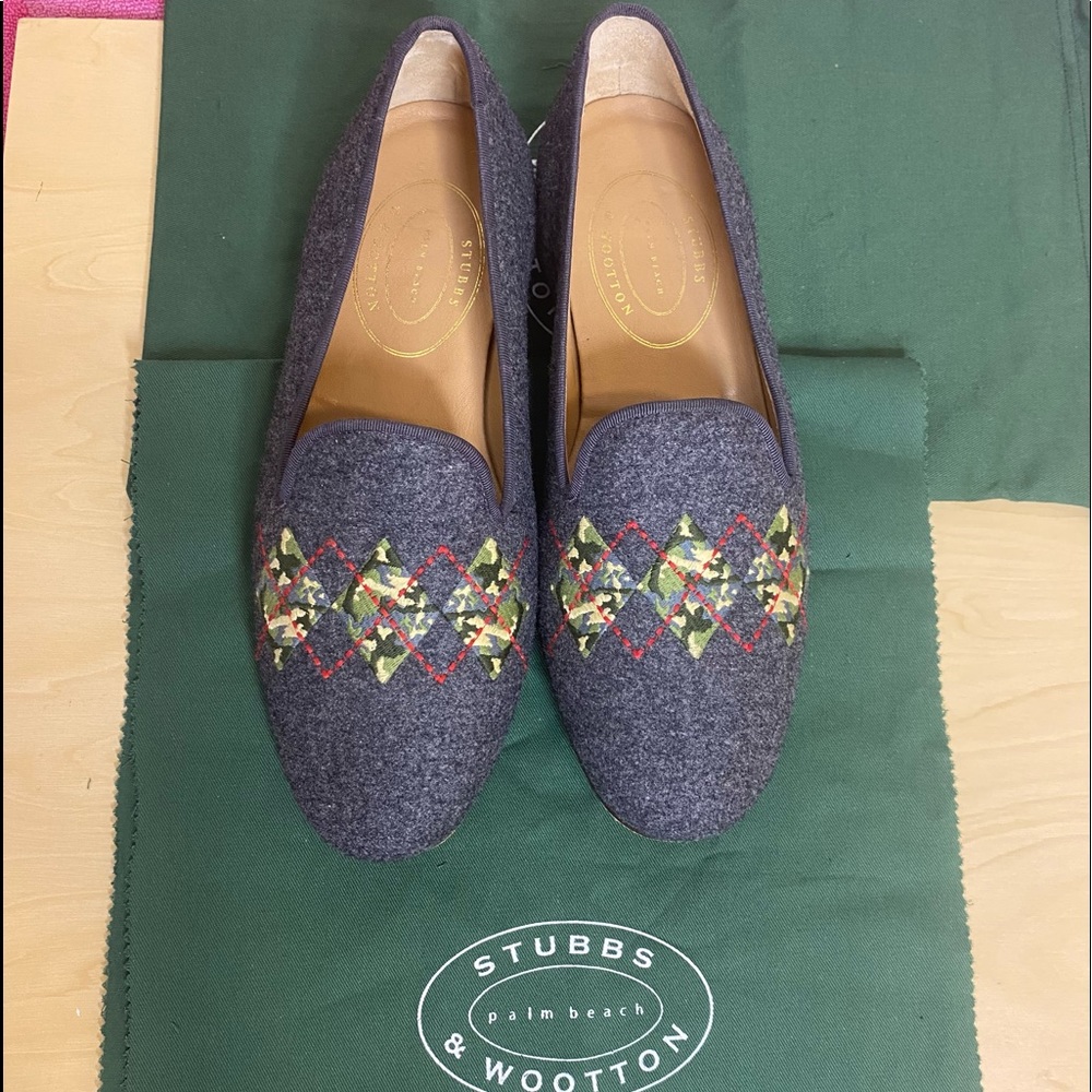 Mens Size 9.5 Stubbs & Wootton Luxury Handmade Slippers, Genuine Leather
